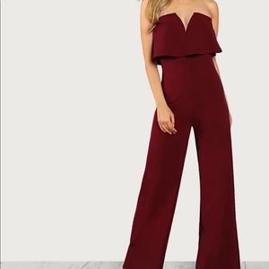 Shein V Notch Two Layer Tube Jumpsuit